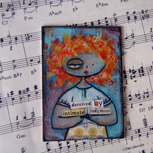 Dichtung original Mischtechnik ACEO Kunstkarte gefunden