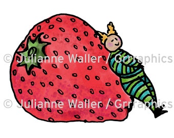 People with Food: Strawberry digital printable clipart