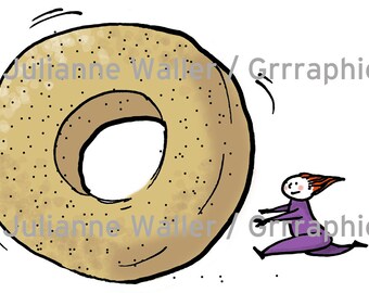 Les gens avec de la nourriture : bagel numérique clipart imprimable