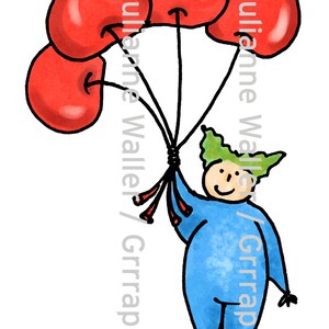 Les gens avec de la nourriture : clipart imprimable numérique de cerises
