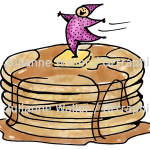 Les gens avec de la nourriture : crêpes avec sirop et beurre clipart imprimable numérique