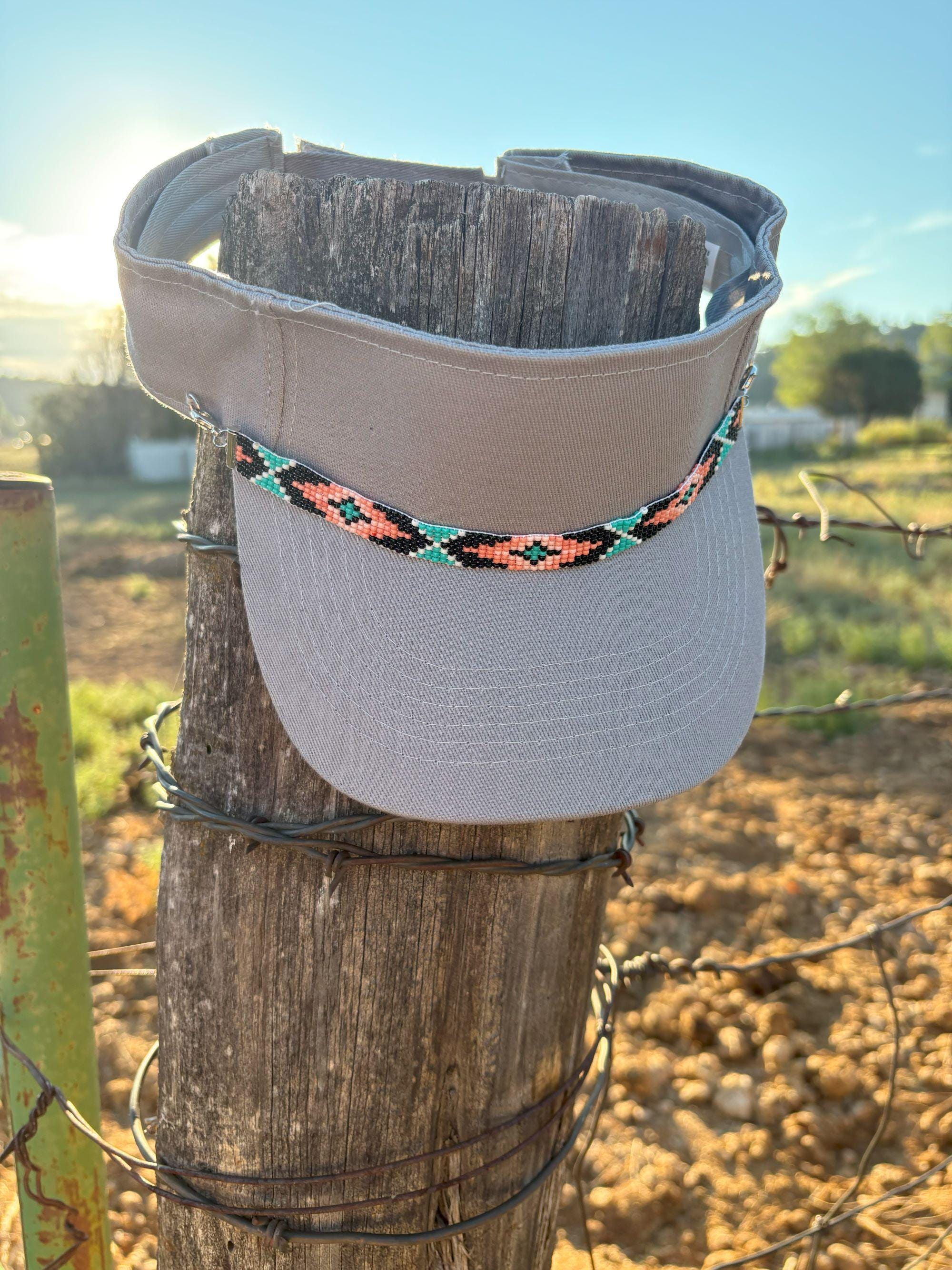 ‘Berkely’ Handmade Seed Bead Twill Visor Sun Visor Cap With Seed Bead - Etsy main image 2