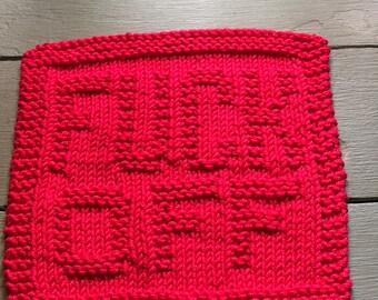 Hand knitted dishcloth “F&ck Off”