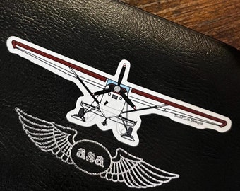 Adesivo Cessna 185 Skywagon sugli sci: adesivo regalo da pilota di aereo da boscaglia disegnato a mano da 4 pollici