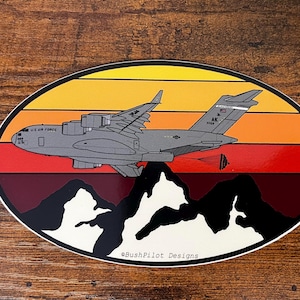 C-17 Globemaster II Sunset, 517th Airlift Squadron Elmendorf AFB Alaska, Sticker avion, Sticker pilote, Cadeau pour pilote, Sticker avion