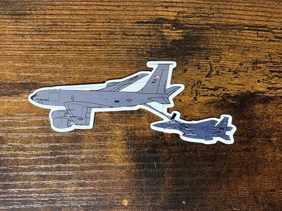 KC-135 Stratotanker & F-15E Refueling Sticker - USAF Pilot Gift, 5x2 Inch Decal