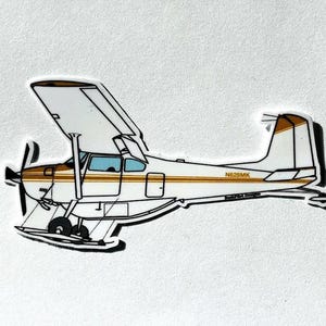 Cessna 180/185 Skywagon Sticker | Bush Plane on Skis Vinyl Decal | Pilot Gift | Airplane Sticker