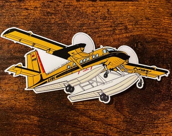 Adesivo in vinile Twin Otter DHC-6: decalcomania per aereo da boscaglia anfibio da 4 pollici