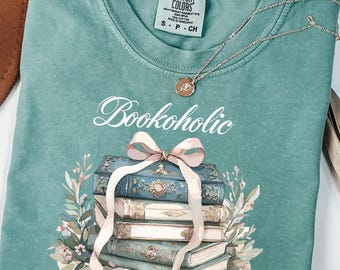 Bookoholic Comfort Colors® Shirt, Teacher Tee Shirts for Book Lovers, Funny Bookish Gift, Bookworm Shirt, Book Lover Shirt, Reading Shirts