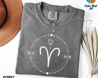 Minimalist Aries Zodiac Shirt, Astrology Birthday Tee, Gift for Aries Women, Comfort Colors