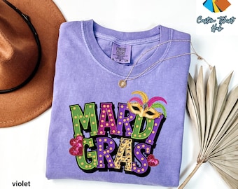 Comfort Colors® Mardi Gras Carnival T-Shirt, Womens Mardi Gras Shirt, Mardi Gras Party Tee Shirt, New Orleans Shirt, Cute Graphic Tees