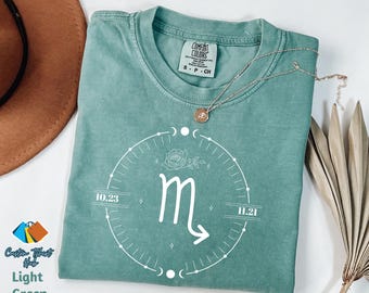 Comfort Colors® Minimalist Scorpio Shirt, Fancy Zodiac Sign Astrology Tee Shirt, November Birthday Gifts For Her, Scorpio Crewneck Shirts