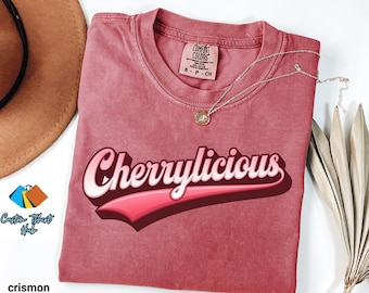 Vintage Wild Cherry T-shirt Comfort Colors Casual Cherry Lover Gift Tee Americana Old School Retro Style Shirt Unique Cherries Cursive Top
