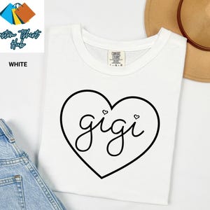 Comfort Colors Gigi Heart Shirt, Cute Gigi T-Shirt Gift, Stylish Casual Grandma Shirt, Graphic Tee Shirt, Trendy Gigi Shirt, Cool Mom Gift afbeelding 6