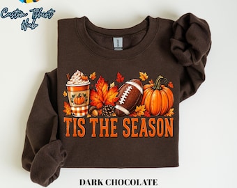 Tis The Season Sweatshirt, Fall Football Sweatshirt, Pumpkin Football Shirt, Game Day Fall Crewneck, Autumn Football Mom Sweatshirt