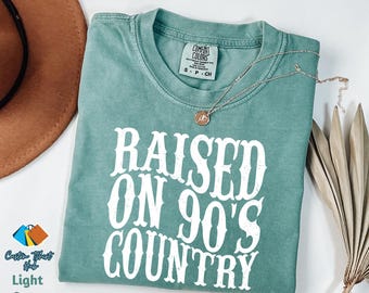 Raised on 90s Country Shirt, Comfort Colors Retro 90&#39;s Country Shirt, Nashville Shirt, Country Music Lover Shirt, Southern Farm Fall T-Shirt