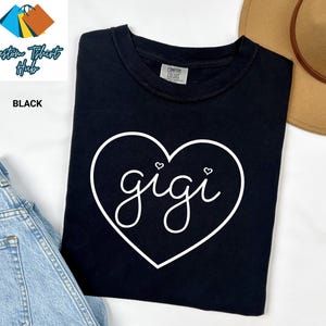 Comfort Colors Gigi Heart Shirt, Cute Gigi T-Shirt Gift, Stylish Casual Grandma Shirt, Graphic Tee Shirt, Trendy Gigi Shirt, Cool Mom Gift afbeelding 8