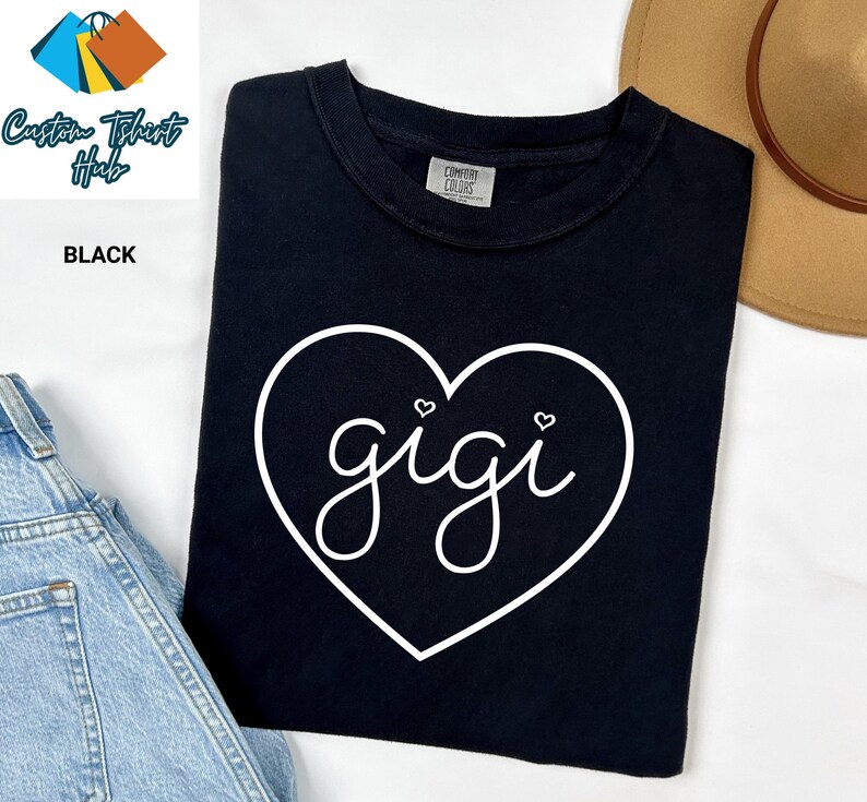 Comfort Colors Gigi Heart Shirt, Cute Gigi T-Shirt Gift, Stylish Casual Grandma Shirt, Graphic Tee Shirt, Trendy Gigi Shirt, Cool Mom Gift afbeelding 8