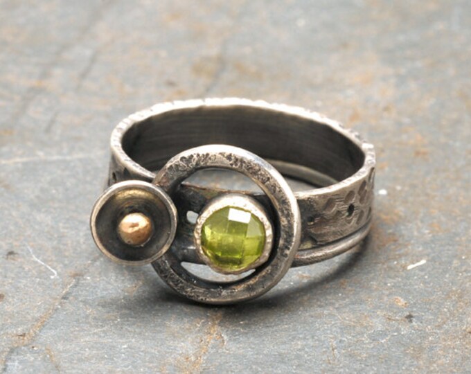 Peridot Sterling Silver 925 and 14K Gold Ring Size 8 - Etsy