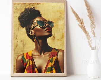 Vintage Afrocentric Art Print: 70s African Woman Portrait (Digital Download)