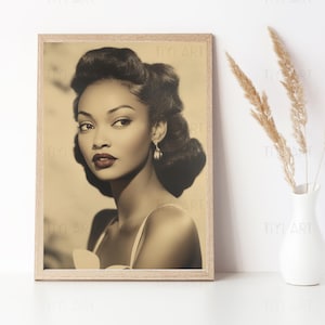 Elegant Makeda - Black Woman Portrait - Vintage Old School Photography - Afrocentric Art - Afro home decor - African woman black white photo