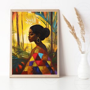 African Woman Art Print: Contemporary Abstract Portrait (Digital Download)