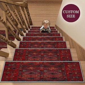 Traditional Stair Runner Carpet - Stair Treads Carpet - Stair Mat for Wooden Steps - Washable Stair Rug - Washable Runner Rug - Home Decor