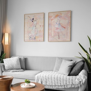 Modern Woman Dancing Wall Art - Feminine Digital Download Printable - Abstract Female Figure Poster - Boho Minimalist Home Decor