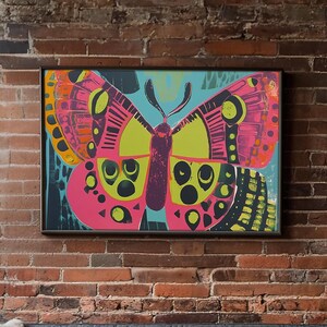 Colorful Abstract Butterfly - Unframed Art Print - Retro Mid Century Modern Maximalist Dopamine Decor Wall Art Poster Mantle Decoration