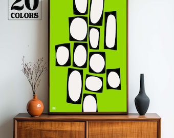Retro Abstract Mid Century Modern Design Art Print - Small and Large Sizes in 20 Colors To Choose From