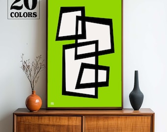 Mid Century Modern Abstract Atomic Art Print - Small and Large Sizes in 20 Colors To Choose From