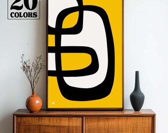 Retro Abstract Mid Century Modern Design Art Print - Small and Large Sizes in 20 Colors To Choose From