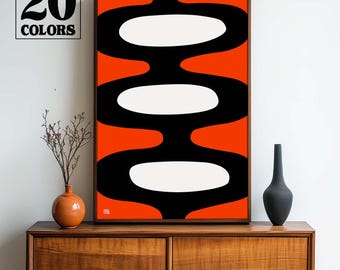 Mid Century Modern Abstract Atomic Art Print - Small and Large Sizes in 20 Colors To Choose From