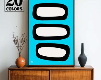 Yellow Retro Abstract Mid Century Modern Design Art Print - Small and Large Sizes in 20 Colors To Choose From