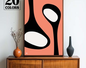 Mid Century Modern Abstract Atomic Art Print - Small and Large Sizes in 20 Colors To Choose From