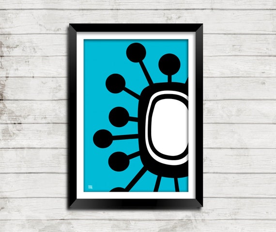 Retro Atomic Starburst Mid Century Modern Sputnik Design Art Etsy