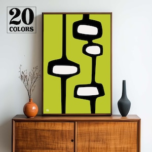 Mid Century Atomic Modern Abstract Atomic Art Print - Small and Large Sizes in 20 Colors To Choose From