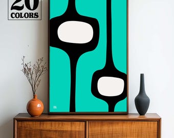 Abstract Atomic Mid Century Modern Print Collection - Small and Large Sizes in 20 Colors To Choose From