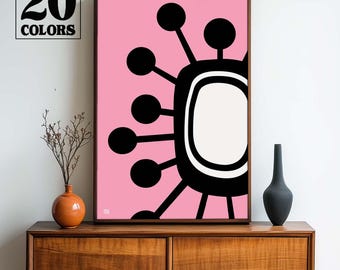 Retro Atomic Starburst Mid Century Modern Sputnik Design Art Print - Small and Large Sizes in 20 Colors To Choose From
