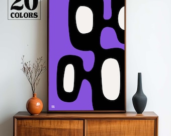 Mid Century Modern Abstract Atomic Art Print - Small and Large Sizes in 20 Colors To Choose From