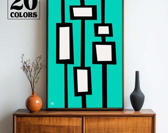 Abstract Atomic Pop Art Colorful Fun Mid Century Modern Print Collection - Small and Large Sizes in 20 Colors To Choose From