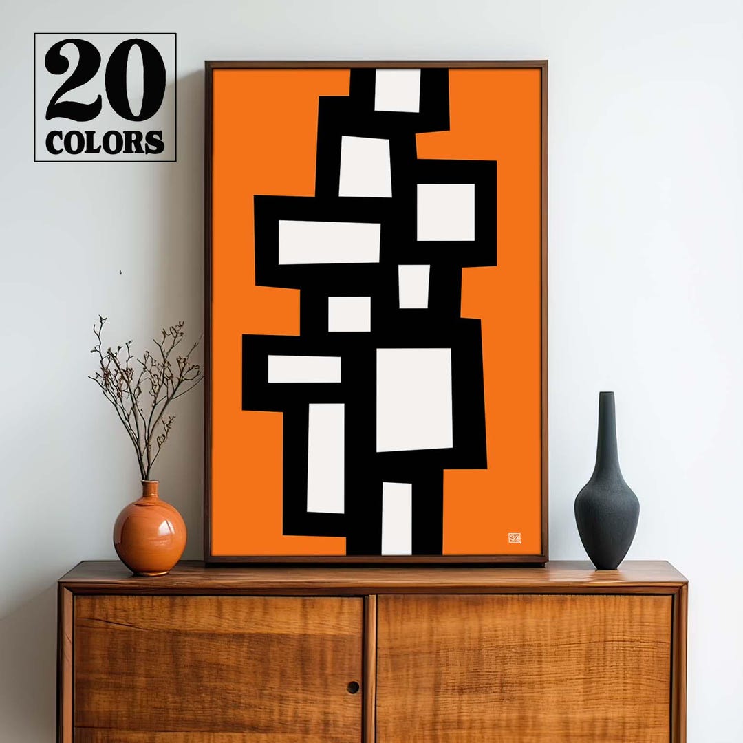 Abstract Retro Mid Century Modern Abstract Atomic Art Print - Small and ...