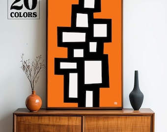 Abstract Retro Mid Century Modern Abstract Atomic Art Print - Small and Large Sizes in 20 Colors To Choose From