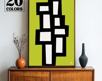 Abstract Atomic Mid Century Modern Print Collection - Purple and other Fun Bright Colors - Small and Large Sizes in 20 Colors To Choose From