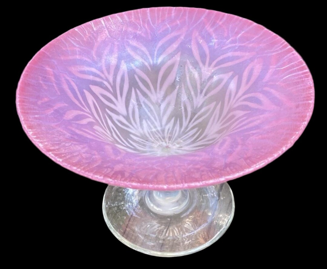 Tiffany Studios Laurel Leaf Pastel Pink Compote - Etsy