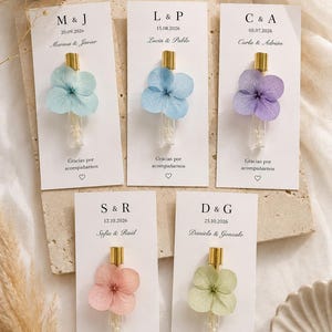 Personlig 10ml parfymflaska med hortensia | Bröllopsgåva | Nattvardsminne | Dop | Personlig present