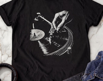 Vinyl Record T-Shirt, Turntable Graphic Tee, DJ Gift Shirt, Vintage Music Lover Tee, Retro Record Player Shirt, Comfort Colors