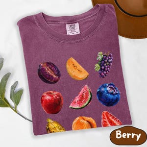 Vintage Summer Fruit T-Shirt - Colorful Fruit Comfort Colors Tee - Retro Fruit Lover Gift - Aesthetic Summer Graphic Shirt for Women Men