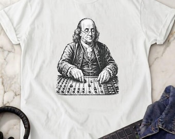 Funny Benjamin Franklin Music Producer T-Shirt | Audio Engineer Gift | Recording Studio Tee| | Retro Music History Shirt