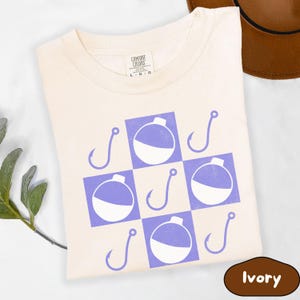 Retro Fishing Comfort Colors T-shirt, Vintage Fishing Hook & Bobber Graphic Tee, Cute Women&#39;s Fishing Tee, Fishing Gift, Retirement Gift